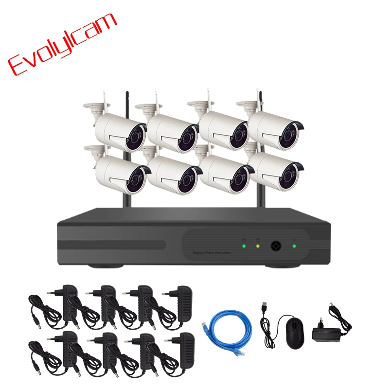 Evolylcam Беспроводная система видеонаблюдения 2MP 1080 P 8CH Запись NVR Водонепроницаемый
