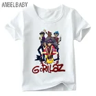 Футболка для мальчиков и девочек, с принтом в виде лапши гориллаза и рок-группы, Детская летняя футболка с коротким рукавом, Веселая детская футболка, ooo2440