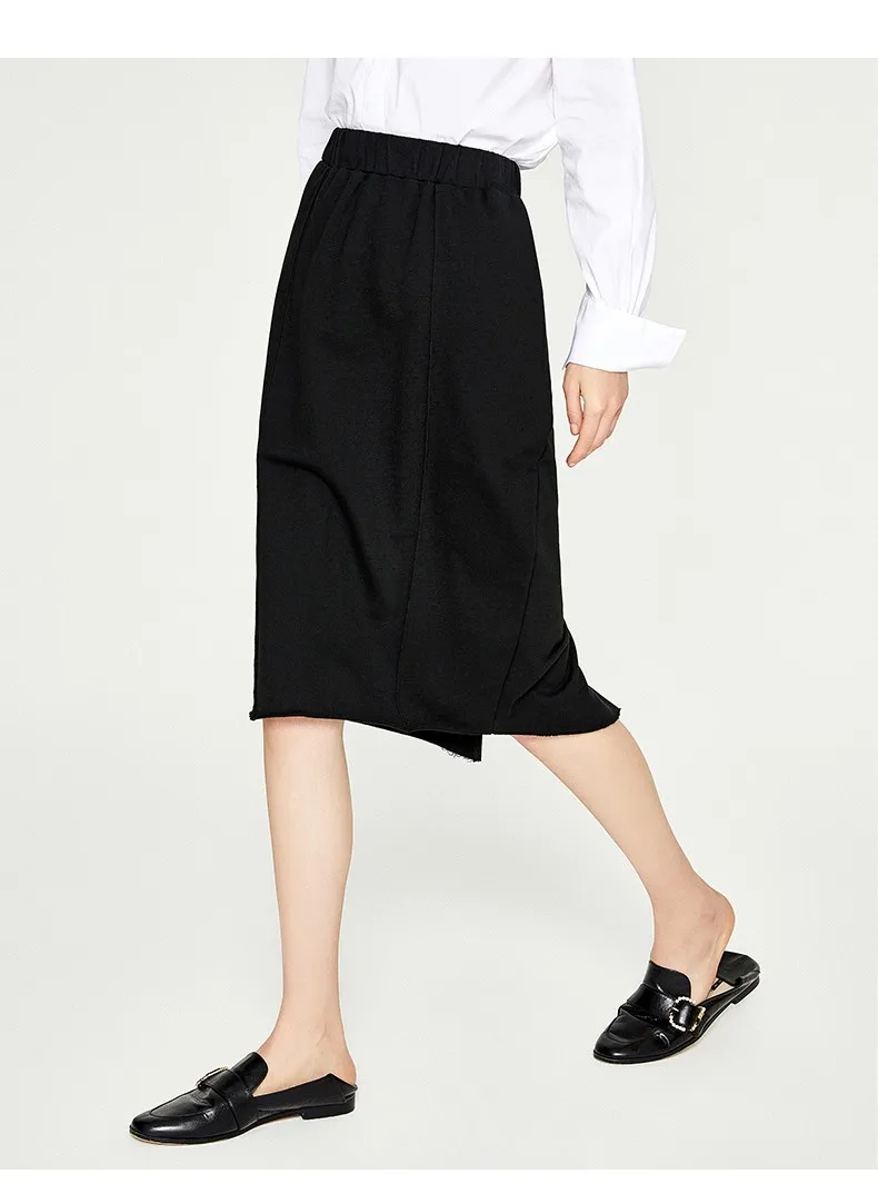 Toyouth New Autumnn Elastic High Waist Skirts Women Loose Midi Skirt H-Line Solid Ladies Skirt Causal Slim Plus Size Faldas Saia