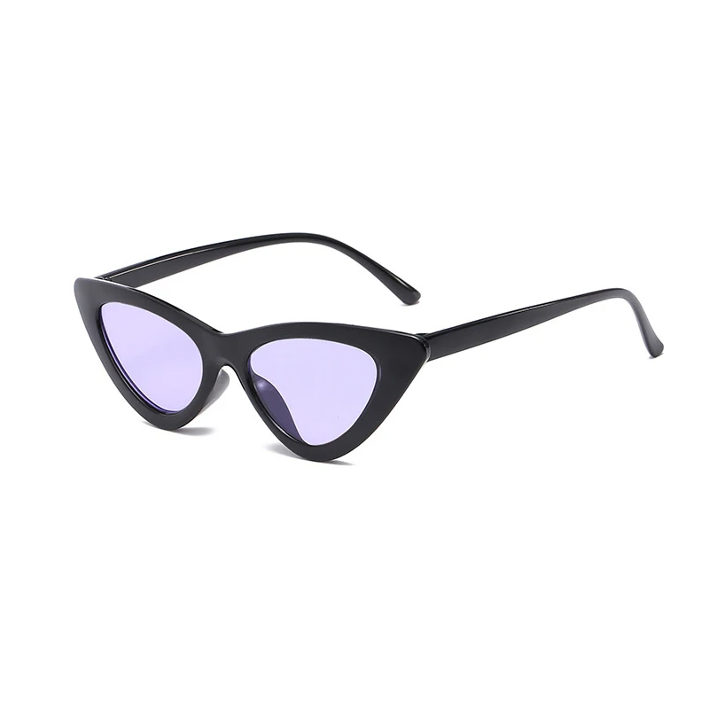 BLACK PURPLE Маленькие кошачьи Глаза Солнцезащитные очки женские ретро черно-белые леопардовые солнцезащитные очки «кошачий глаз» Модные Ретро брендовые дизайнерские солнцезащитные очки La - Цвет линз: BLACK PURPLE