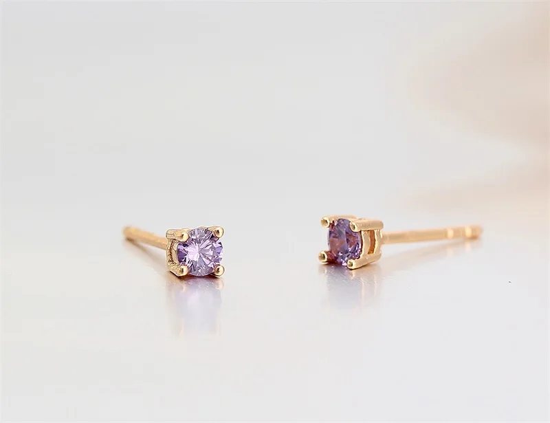 Серьги гвоздики с круглыми фианитами 8 цветов|small stud earrings|stud earringsstud earrings for women |