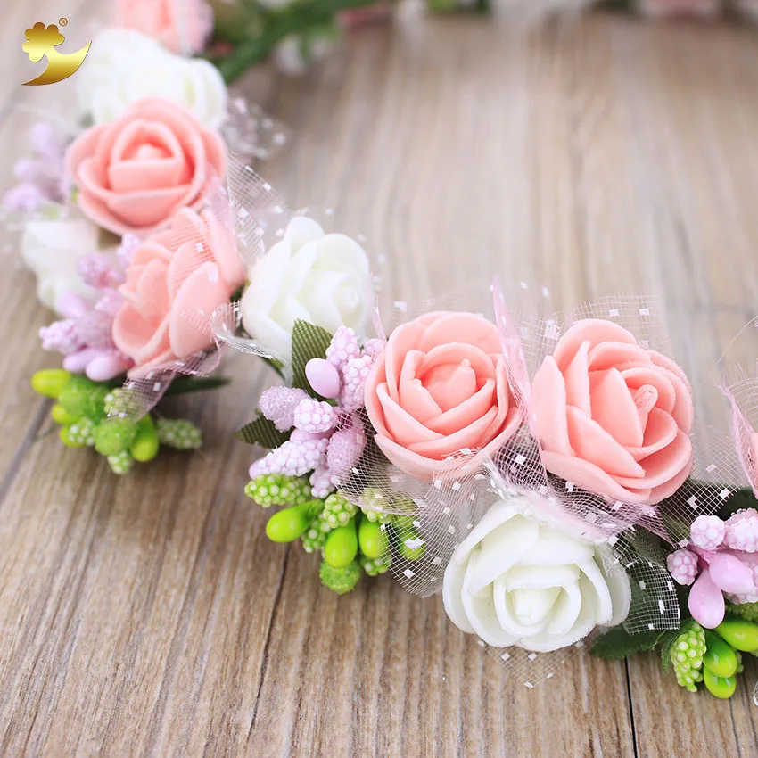 XinYun Women Adjustable Rose Flower Headbands Crown Beach Wedding Wreath Hairband Bridal Hair Ornament | Украшения и аксессуары