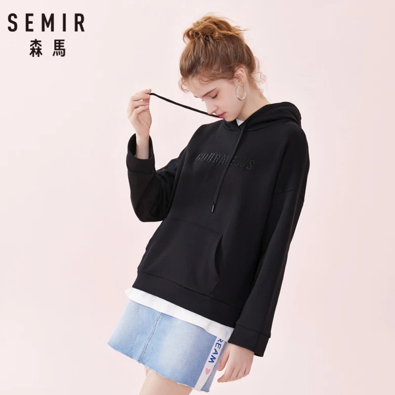 Женская толстовка с капюшоном SEMIR Весенняя Толстовка Оверсайз вышитым