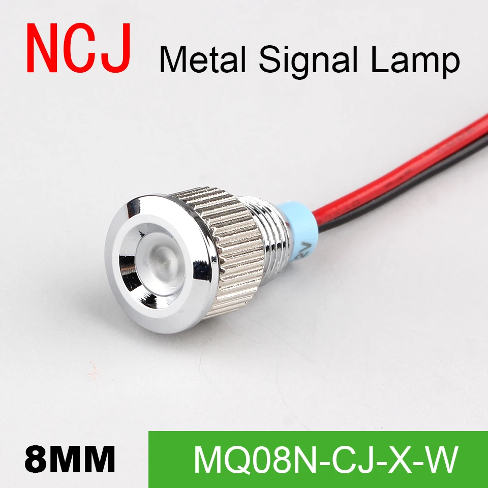 NCJ 8 светодиодный Металл LED пилот панель тире сигнала индикатор предупреждения