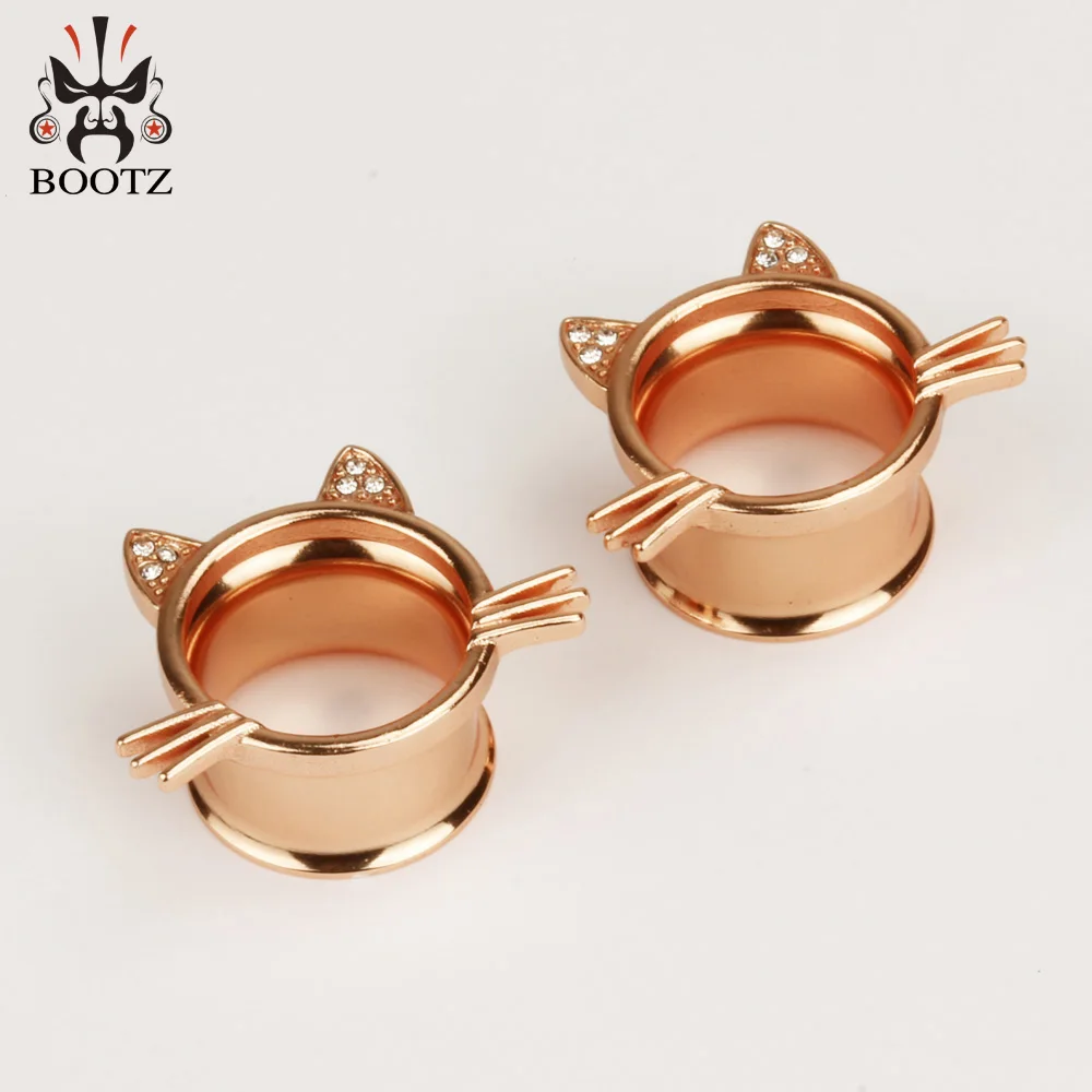 KUBOOZ, новые серьги, ювелирные изделия для тела, пирсинг, ушные измерительные приборы, расширитель, розовое золото, нержавеющая сталь, пробки и туннели, 2 шт./лот
