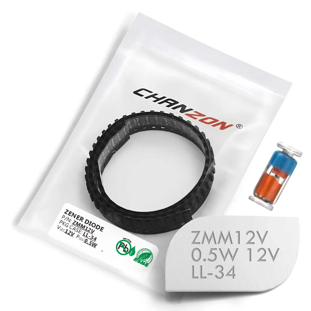 (100 шт.) SMD зенеровский диод 0 5 W 12 V ZMM12V ZMM12 LL 34 (SOD 80 MiniMELF / 1206) Вт вольт ZMM V|Диоды| |