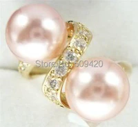 xfs201434er noblest silver pink shell pearl ring size 7 8 9