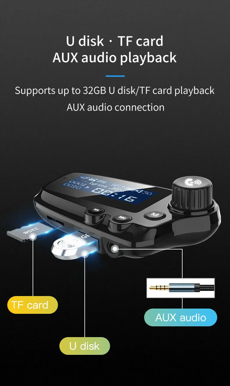 Беспроводной Bluetooth Автомобильный MP3 плеер Handsfree автомобильный комплект TF fm