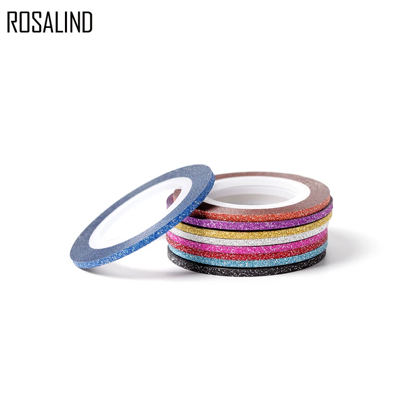 ROSALIND 10 Rolls Matte Glitter Nail Striping Tape Set 2mm Line Multi Color Tool Art Transfer Sticker Decals Kit | Красота и здоровье