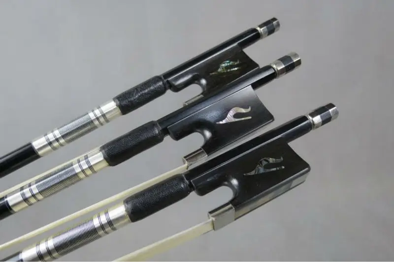 

1 pc brand new strong Carbon fiber violin bow white siberia horsetail ebony frog nickel silver mounted