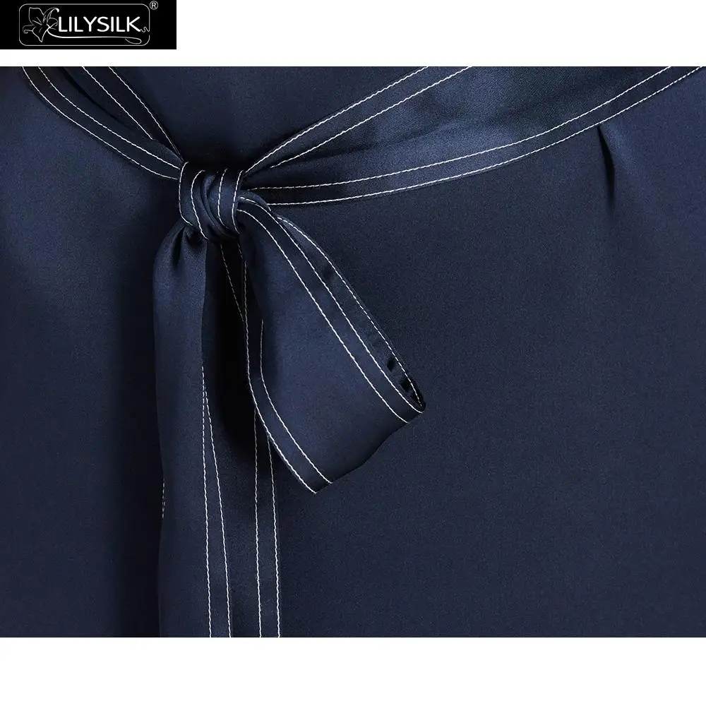 LILYSILK платье женская одежда шелк короткий рукав половина Placket летняя Бесплатная
