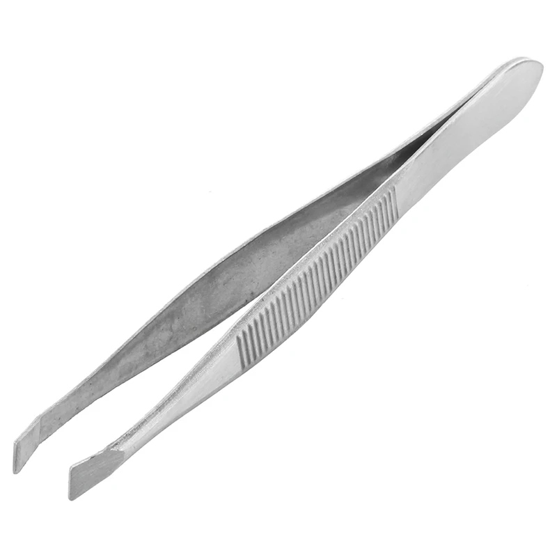 Tweezers for eyebrows depilatory tip carbon steel inclined 9 cm Color Silver | Инструменты