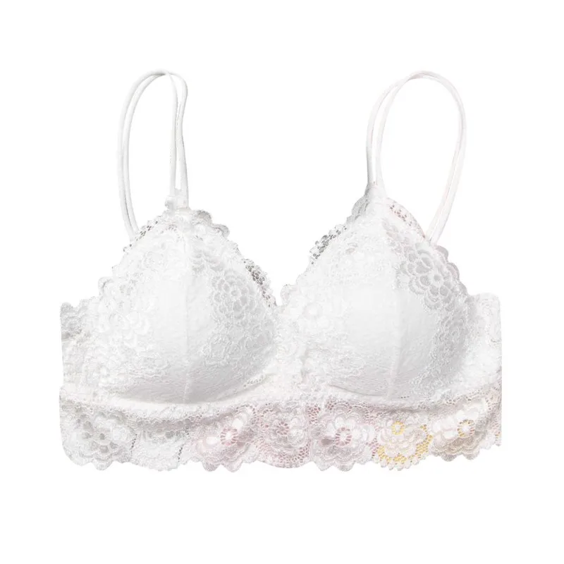 

Women Sexy Lingerie Solid Lace Removable Padded Breathable Underwear Adjustable Double Shoulder Straps Bottoming Bra