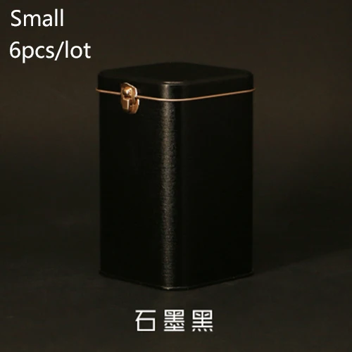 Black-Small Size Жестяные бутылки для хранения с замком, металлическая коробка для хранения чая, герметичный портативный контейнер для кофе, ювелирные изделия, конфеты для кувшина органайзера - Цвет: Black-Small Size