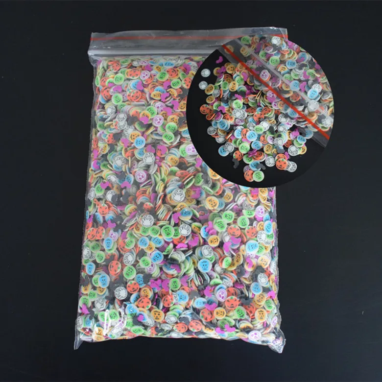 Halloween Style 10000 шт./упак. 3D Ногтей Фрукты Fimo игровое тесто ломтиков из полимерной глины DIY Украшение нарезать улыбка перо для ногтей Стикеры ногтей ювелирное изделие, опт - Цвет: Halloween Style