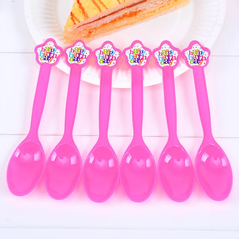 6 шт./компл. Мультяшные одноразовые пластиковые ложки для вечерние ского дня