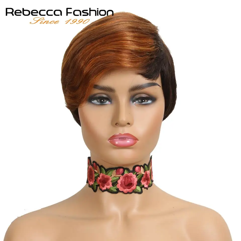 Rebecca перуанские Реми человеческие волосы парики для черных женщин короткие