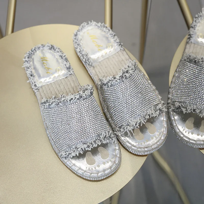 Модные женские шлепанцы на плоской подошве для отдыха конопляные тапочки с