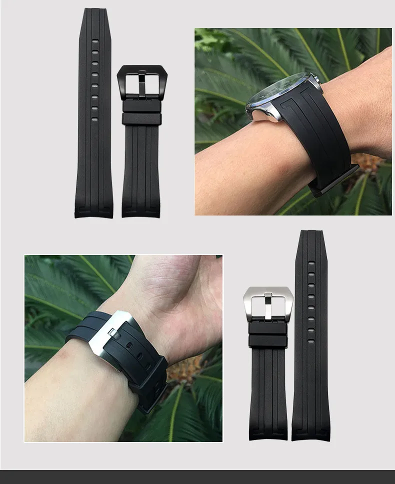 Резиновый ремешок для часов Tissot 1853 T035 T055 ремешок для часов браслеты Бабочка Пряжка Замена 23 мм