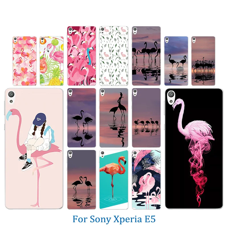 Рисунок Фламинго Мягкий силиконовый чехол с бантом для sony Xperia E5 E 5 F3311 F3313 ТПУ