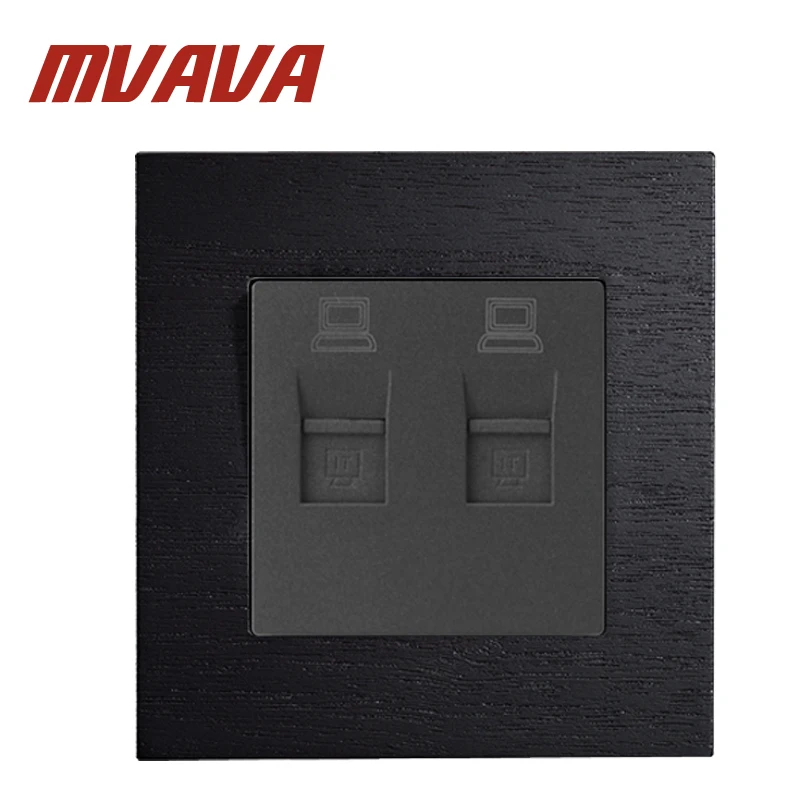 MVAVA 86*90 мм черная деревянная панель две Компьютерные Розетки 110 250 В двойная
