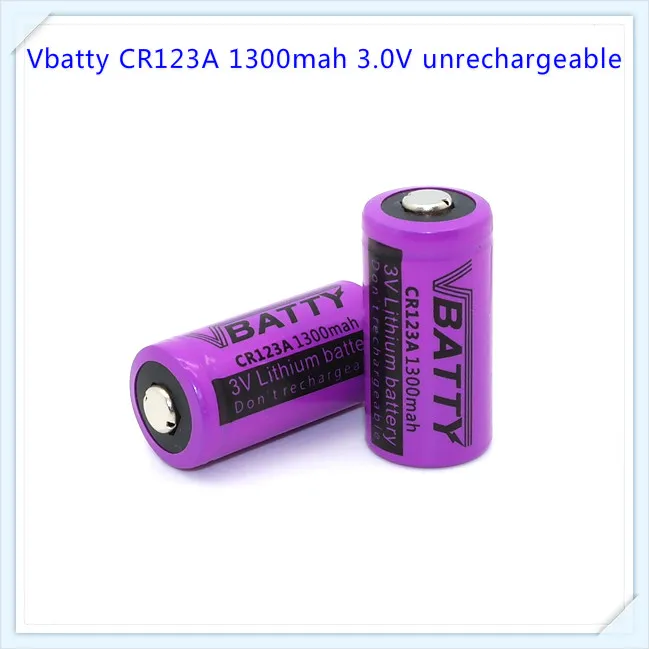 100% оригинал Vbatty CR123A 1300mah 3 0 V li ion неперезаряжаемая батарея наружный фонарик с