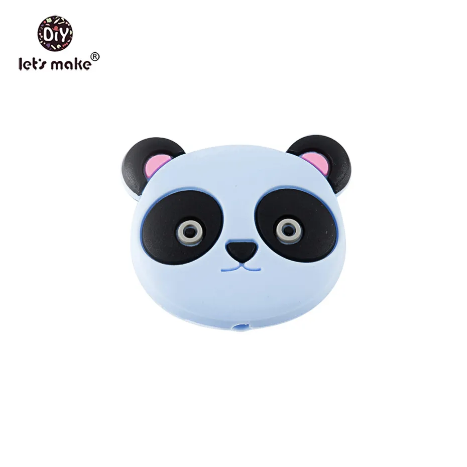 blue Let's Make DIY ювелирные изделия, силиконовые бусины в виде панды, 20 шт., силиконовые крошечные стержни, прорезыватели для зубов, силиконовая соска, клипсы, цепочка, изготовление бусин, детский Прорезыватель - Цвет: blue