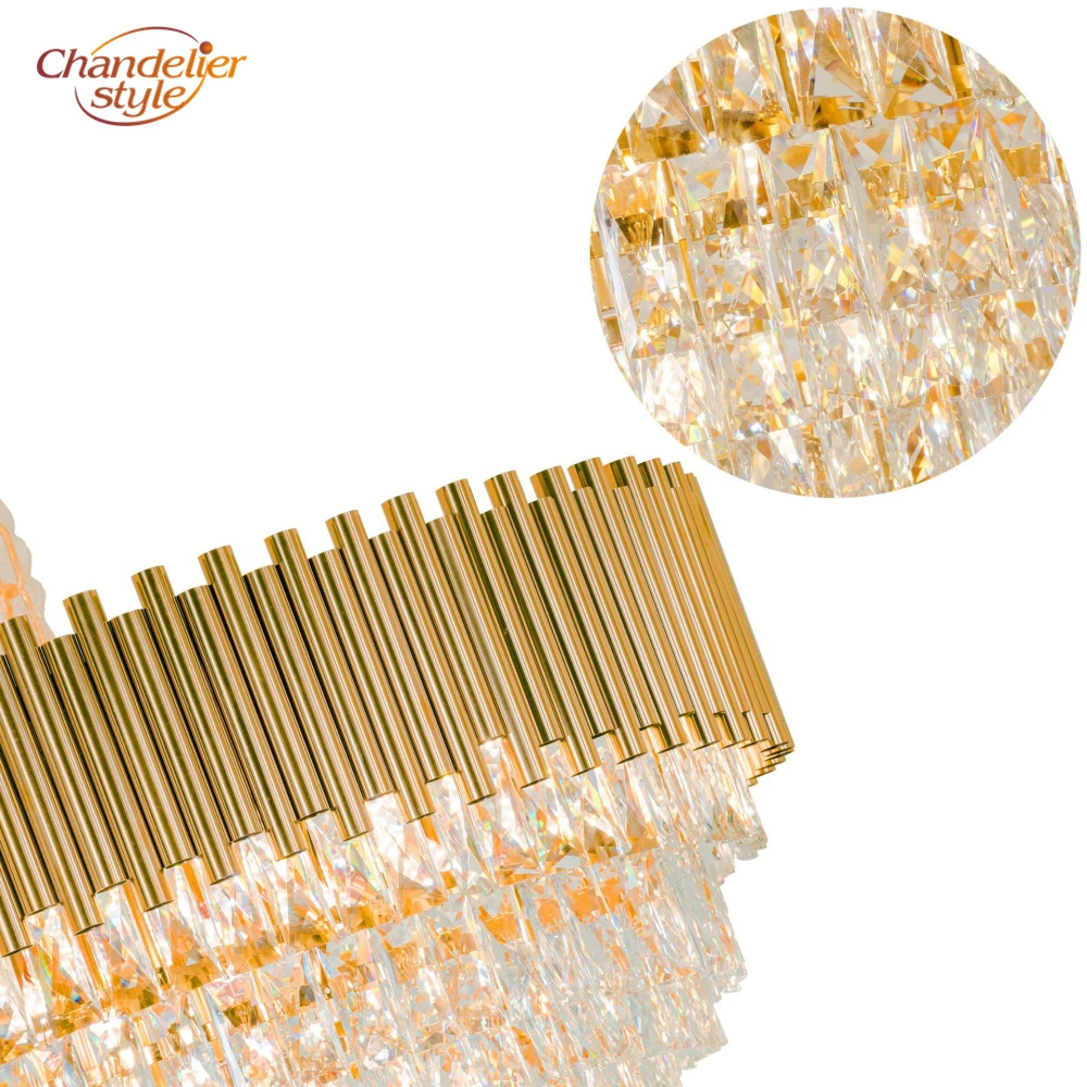 

Modern Contemporary Crystal Chandelier Light Square LED Lustre de Cristal Chandeliers Hanging Lamp Living Room Lighting Fixture