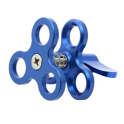 Blue PULUZ алюминий CNC Дайвинг шаровое Крепление огни рука Шаровой Зажим тройной хомут адаптер для дайвинга подводная фотография системы - Цвет: Blue