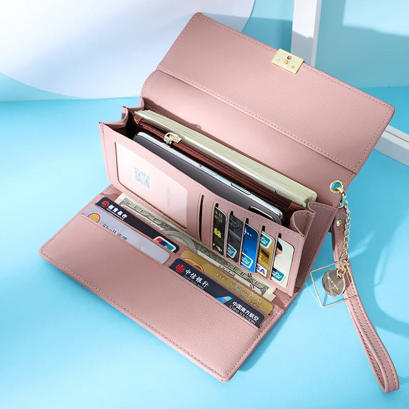 Женские бумажники в три сложения с золотым металлическим замком держатель для