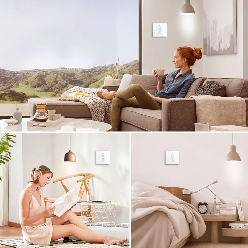 Сенсорный выключатель умный настенный 3 клавиши Wi-Fi стандарт Великобритании/ЕС