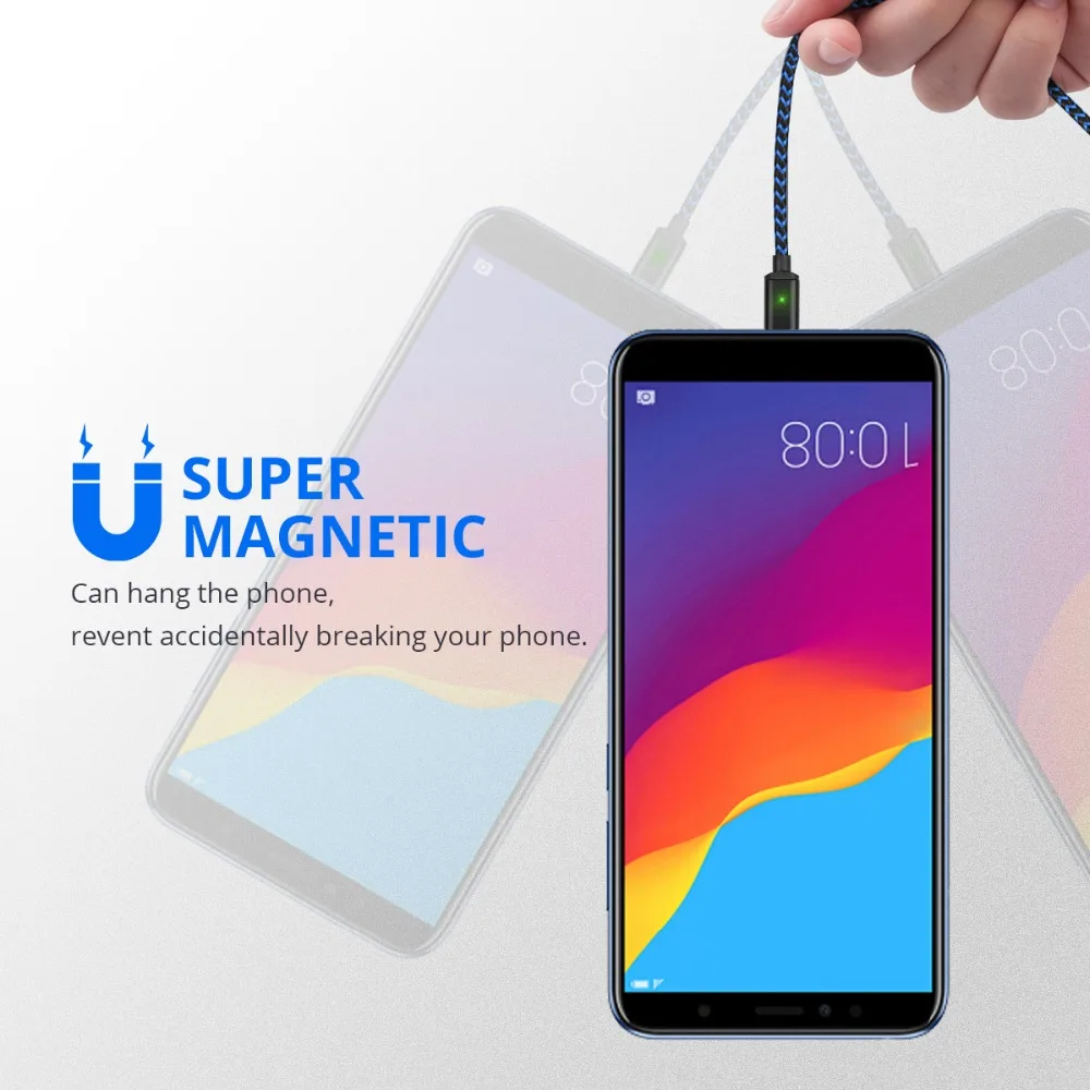 Магнитный кабель USB C Micro Usbc для телефона быстрой зарядки 3 А шнур Android мобильный