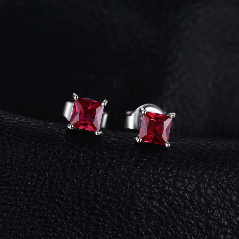 Jewelrypalace квадратный 0.8ct создан красный рубин 925 серебро Серьги-гвоздики для Для женщин классический Модные украшения Талисманы подарок