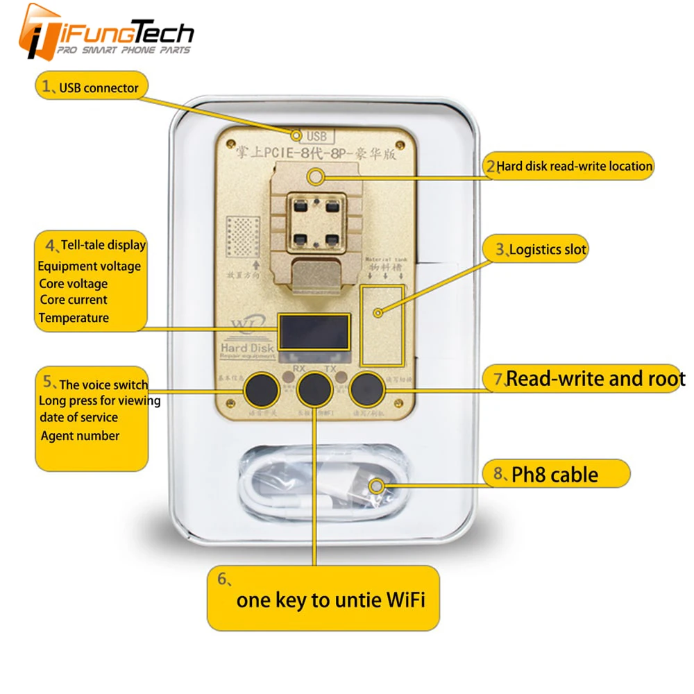 WL PCIE 8 NAND программатор памяти инструмент для обновления NAND Flash IC чип HDD серийный SN чтение ремонт записи для iPhone 8g 8 P X
