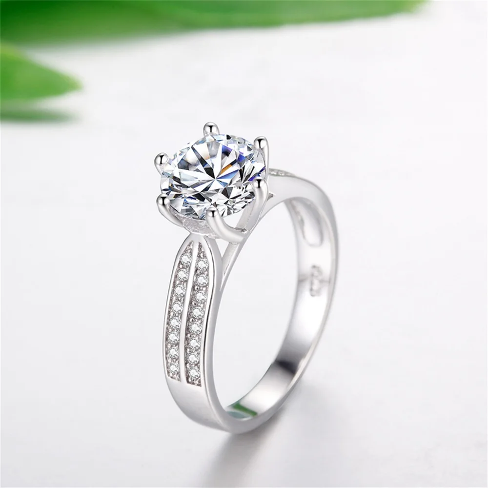 Кольцо Solitaire, Настоящее натуральное 925 пробы, серебряные кольца для женщин, роскошные 9 мм, Sona, кубический цирконий, свадебные кольца, модное ювелирное изделие