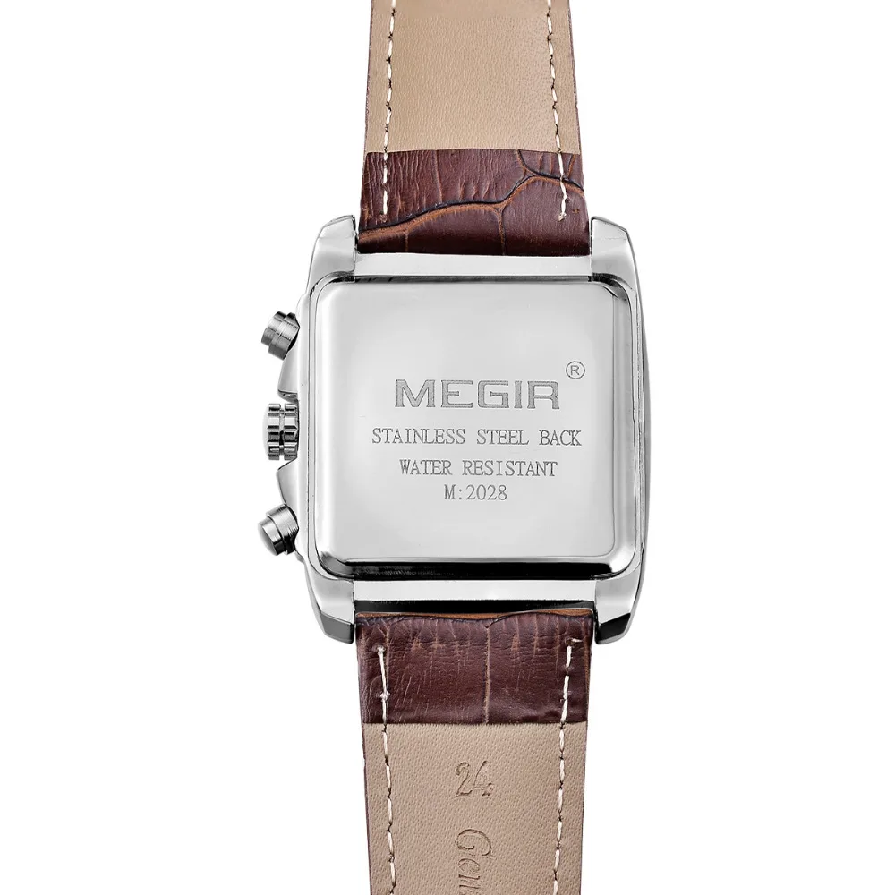 MEGIR Топ группа кварцевые мужские часы из натуральной кожи с хронографом