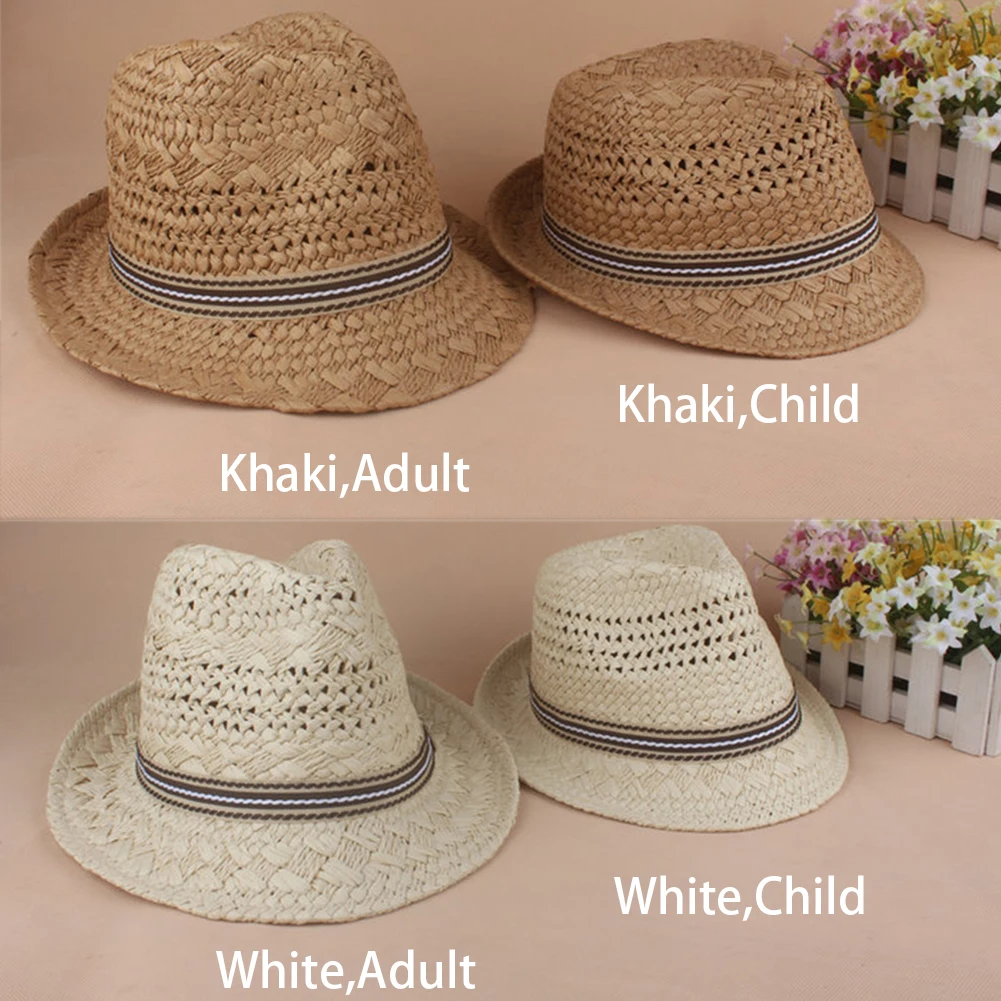 Parent-child Beach Crochet Fashion Sunproof Braided Raffia Jazz Cap Holiday Unisex Foldable Travel Summer Straw Hat Wide Brim | Аксессуары