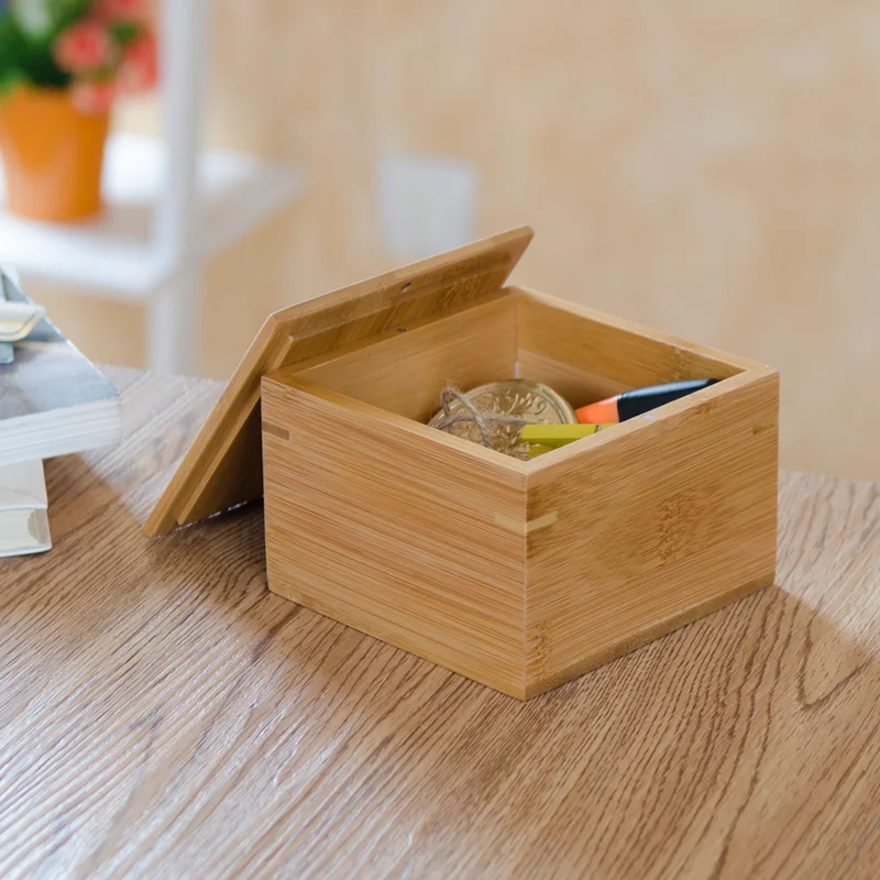 Бамбуковая квадратная подарочная коробка для хранения кофейных зерен и чая