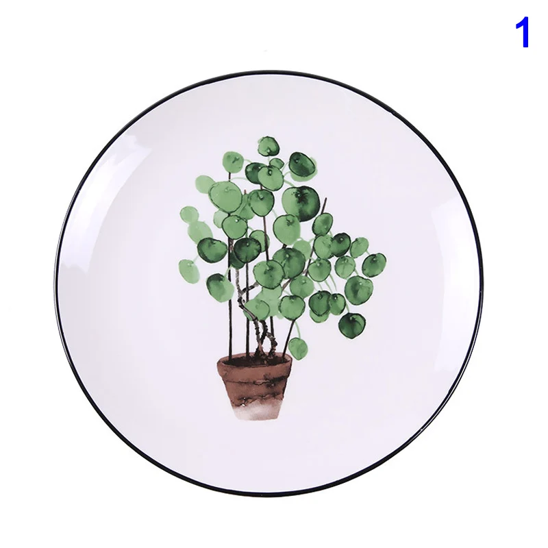 1 шт. Тропическое растение зеленые листья круглая обеденная тарелка для десертов