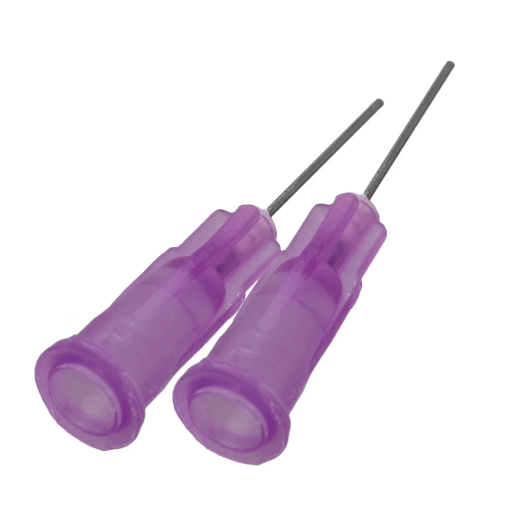 

100 x Purple 1/2" 24Ga Steel Dispensing Blunt Needle w/ Stuck Connector