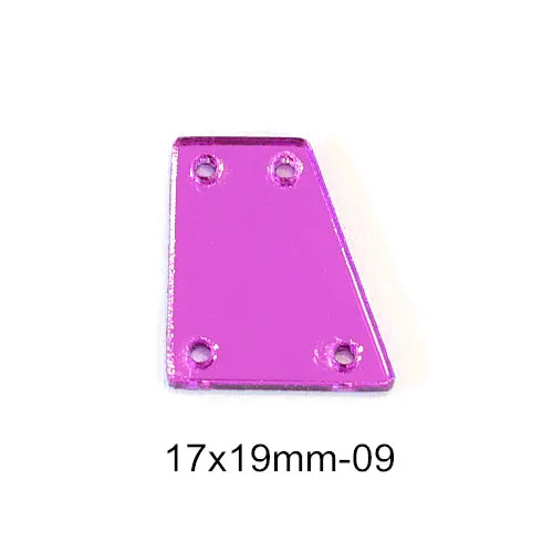 P09-17X19mm 50 шт. фиолетовые хрустальные зеркальные стразы с пришивкой, неровные темно-фиолетовые акриловые зеркальные стразы, пришивные стразы для одежды B3599 - Цвет: P09-17X19mm