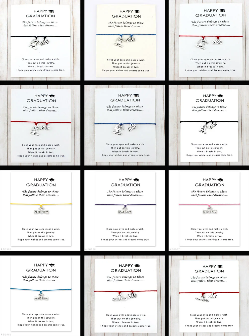 2019 2020 браслеты с шармами для выпускного пожилых людей квадратная Студенческая