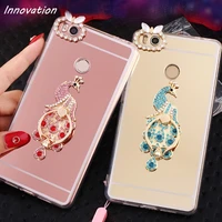 fashion mirror case for iphone x 6 6s 5s 5 7 plus 8 luxury bling diamond soft tpu clear edge stand ring holder phone back cover