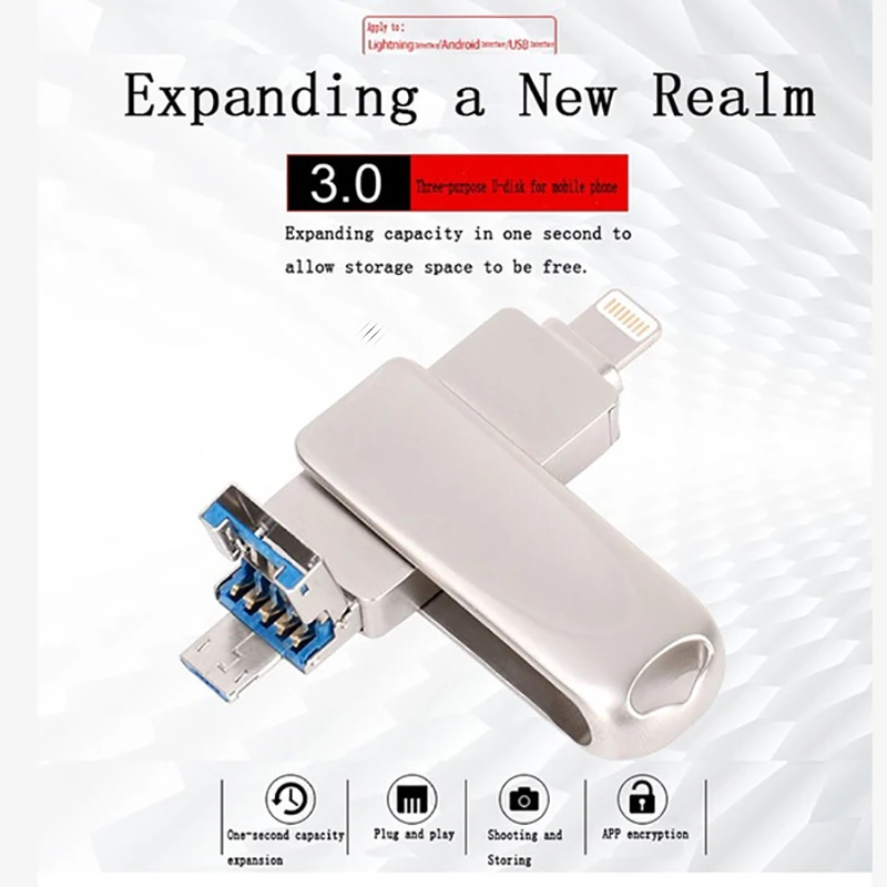 3 in1Mini USB 3,0 32 Гб 64 ГБ usb флэш-накопитель 128 ГБ Флешка 16 ГБ 8 ГБ флеш-накопитель u диск флэш-карта памяти для iPhone micro+ USB
