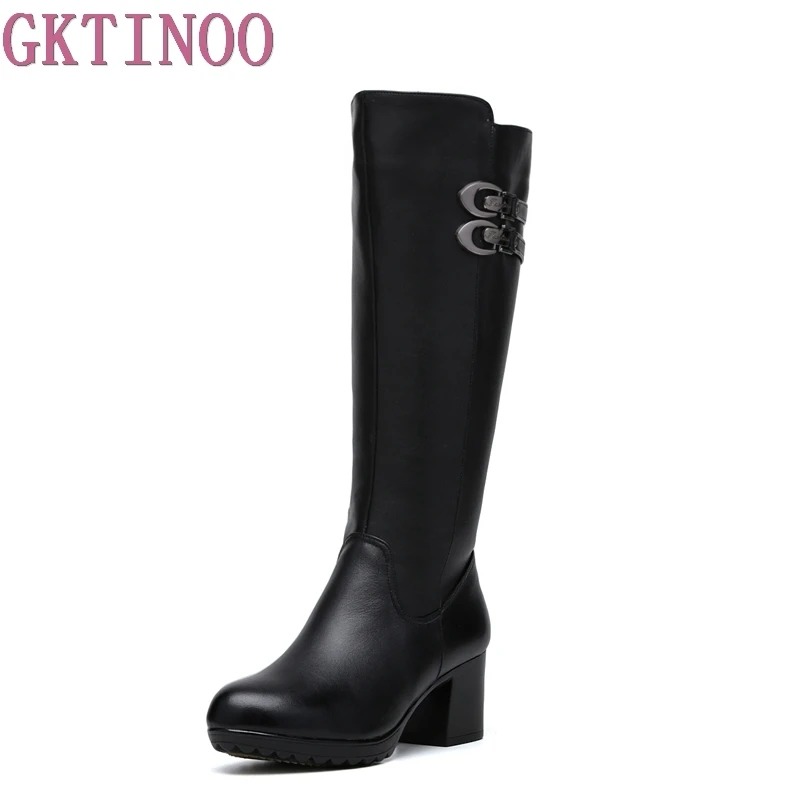 GKTINOO Women Winter Shoes High Quality Knee Boots Warm Plush Genuine Leather | Обувь