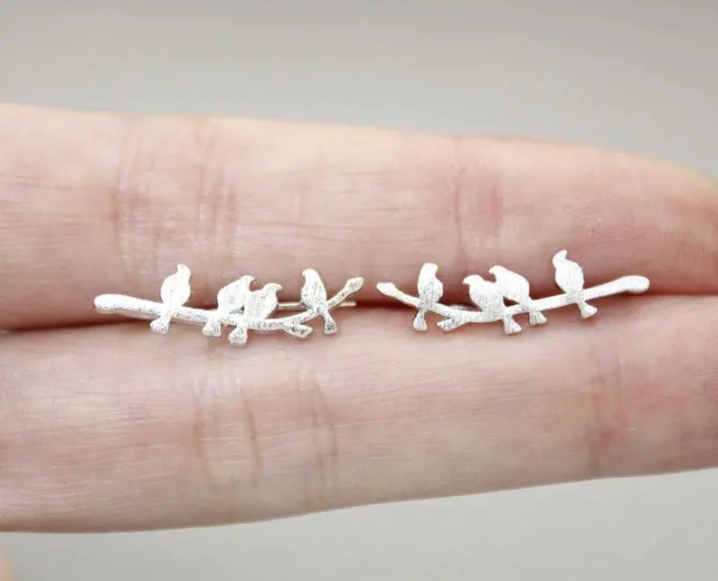 Серьги гвоздики клипсы из стерлингового серебра 925 пробы с ушками альпиниста