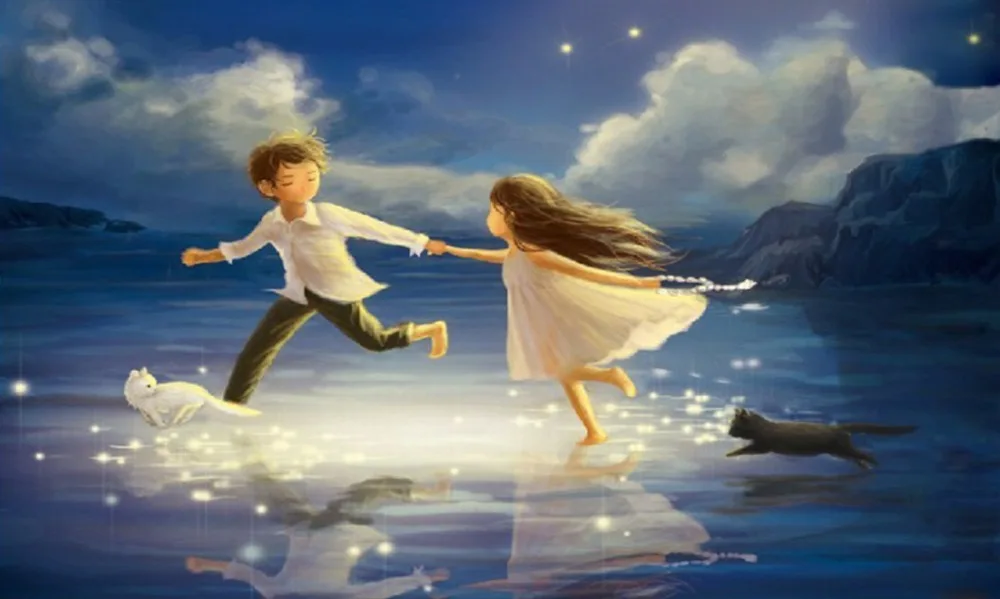 Новая мозаика полная Алмазная вышивка бисером живописный мальчик и девочка