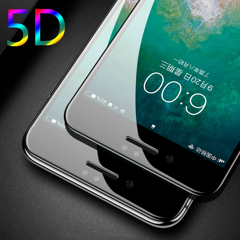 Новое 5D полное покрытие закаленное стекло для iPhone 8 7 6S Plus X Защитное экрана 6 9H с