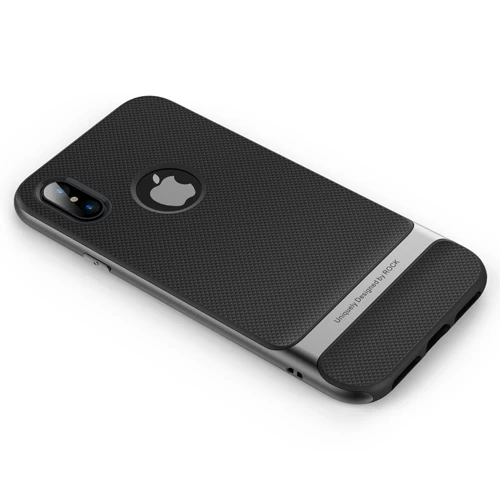 Black Gray Royce Series для IPhone X случае рок-чехол для телефона для iPhone X задняя крышка Роскошные Hybrid PC+ TPU гальваническим Корпуса для iphonex - Цвет: Black Gray