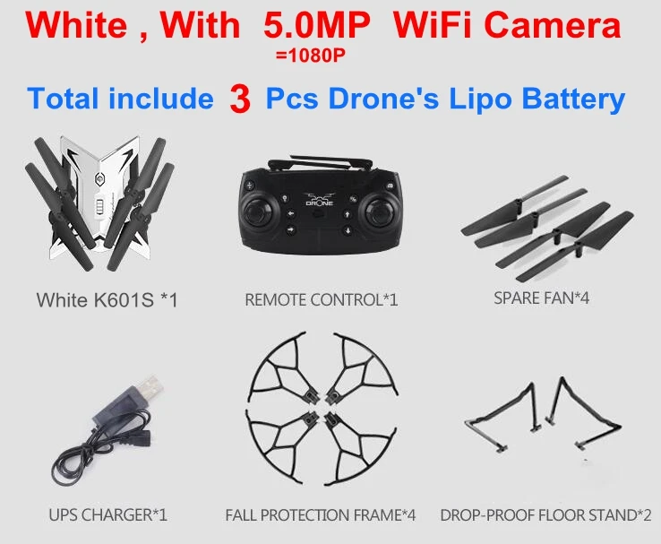 White K601S 5MP 3B XKY K601S обновленная большая батарея RC складной селфи Дрон Квадрокоптер вертолет с HD 5mp Wifi Fpv Камера авто возврат VS xs809hw - Цвет: White K601S 5MP 3B